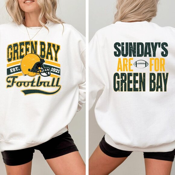 Distressed Green Bay Football Sweatshirt Vintage Game Day Sundays Football Fan - Picture 1 of 5